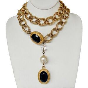 Vintage Gold and Black Pearl Belt/Necklace